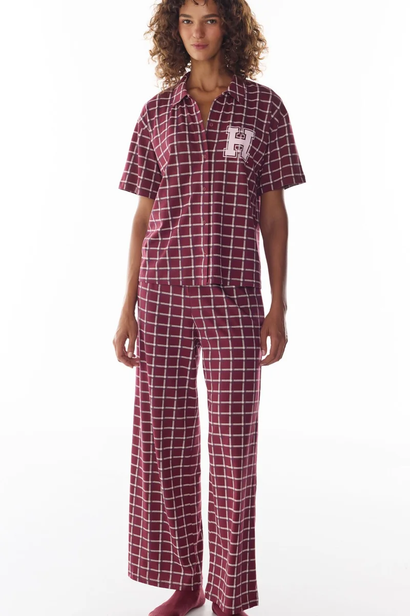 Penti PENTI Harvard Small Check Short Sleeve Shirt Trousers Pajama Set
