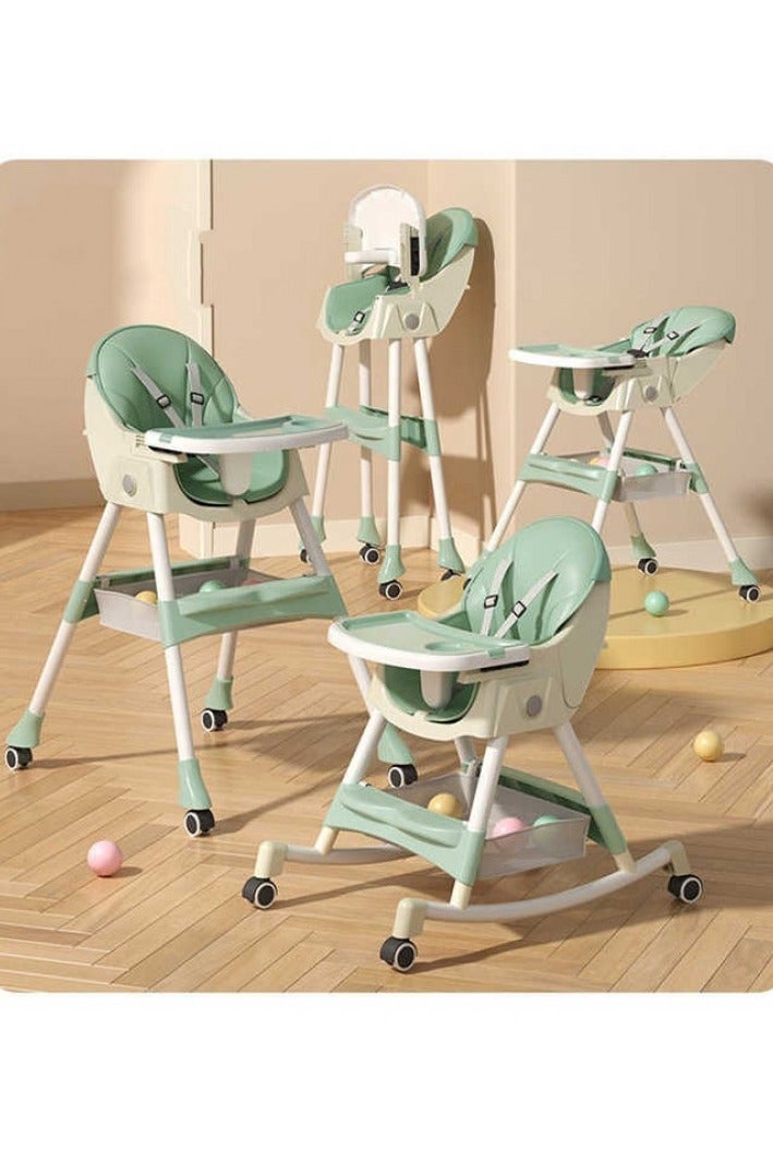 امبريلا كرسي طعام مرتفع للأطفال من امبريلا امقابل للطي بـ6 أوضاع لتغذية حديثي الولادة، صينية وجبات مزدوجة قابلة للإزالة والتعديل بتصميم قابل للإمالة مع عجلات ممتازة - Image 1