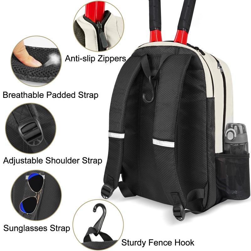 Ytonet Tennis Bag Tennis Backpack for Women Men 2 Rackets with Insulated Pocket Ventilated Shoe Compartment - Image 4