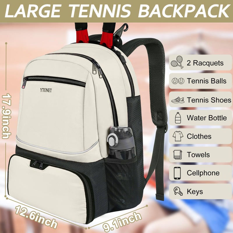 Ytonet Tennis Bag Tennis Backpack for Women Men 2 Rackets with Insulated Pocket Ventilated Shoe Compartment - Image 5