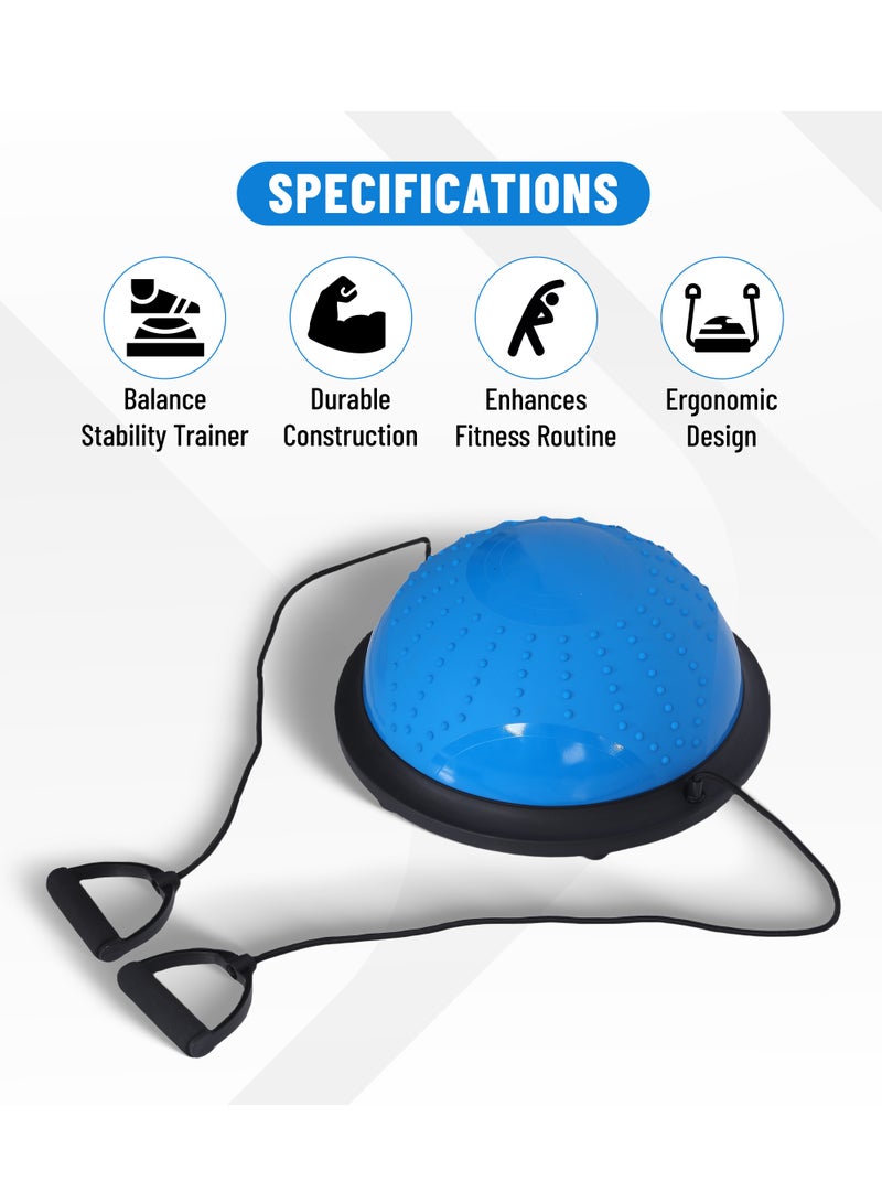 ENDLESS  58 cm Yoga Hemisphere Ball with Resistance Bands and Pump | Multicolor | Polyvinyl Chloride (PVC), Acrylonitrile Butadiene Styrene | Balance Stability Trainer Exercise | For Home Office Gym Fitness - Image 2