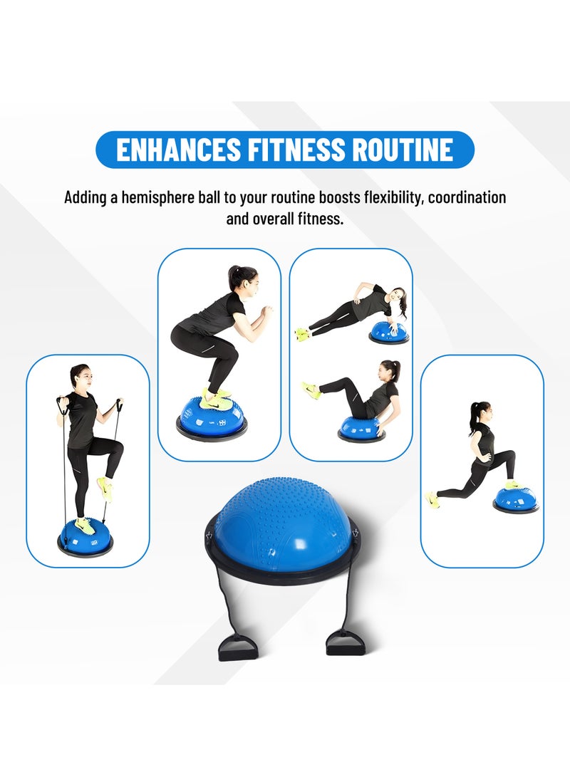 ENDLESS  58 cm Yoga Hemisphere Ball with Resistance Bands and Pump | Multicolor | Polyvinyl Chloride (PVC), Acrylonitrile Butadiene Styrene | Balance Stability Trainer Exercise | For Home Office Gym Fitness - Image 5