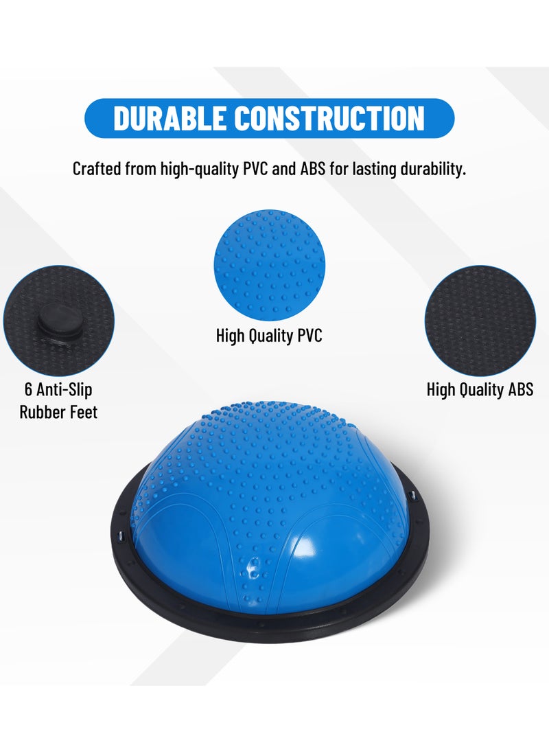 ENDLESS  58 cm Yoga Hemisphere Ball with Resistance Bands and Pump | Multicolor | Polyvinyl Chloride (PVC), Acrylonitrile Butadiene Styrene | Balance Stability Trainer Exercise | For Home Office Gym Fitness - Image 4