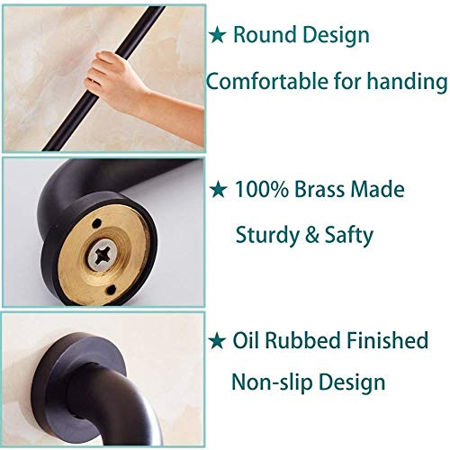 ELLO&ALLO Oil Rubbed Bronze Bathroom Shower Grab Bar, Home Care Bath Handrail (12 Inch) - Image 3