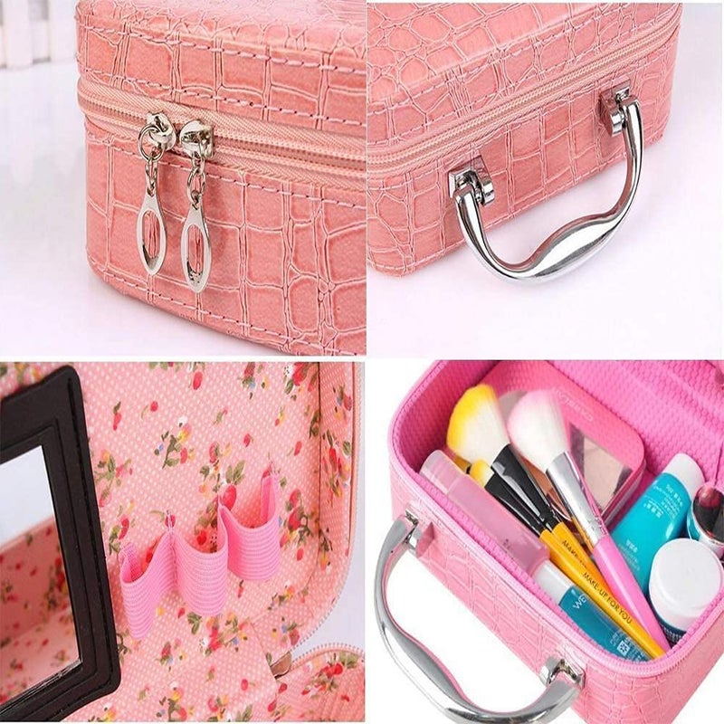 Vichip Cosmetic Storage Box  Makeup Lipstick Storage Box  Jewelry Box  Toiletry Box Organizer with Magnifying Compact Makeup Mirror - Image 4