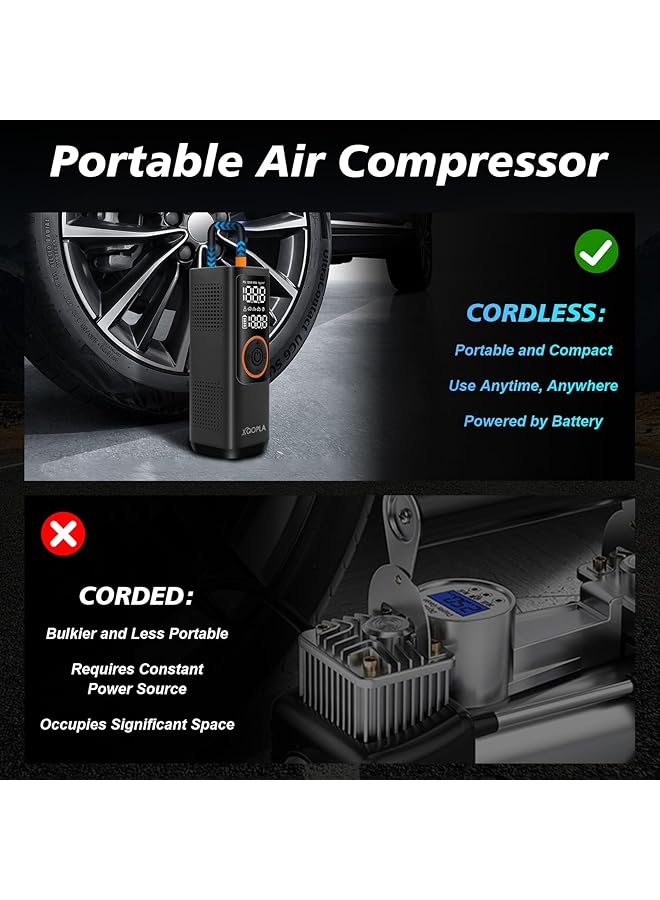 erorex Portable Car Tire Inflator 150Psi Air Compressor 7500Mah Car Air Pump With Digital Lcd Display 5 Modes Electric Tyre Inflator For Car Bike Ball Motorcycle - Image 3