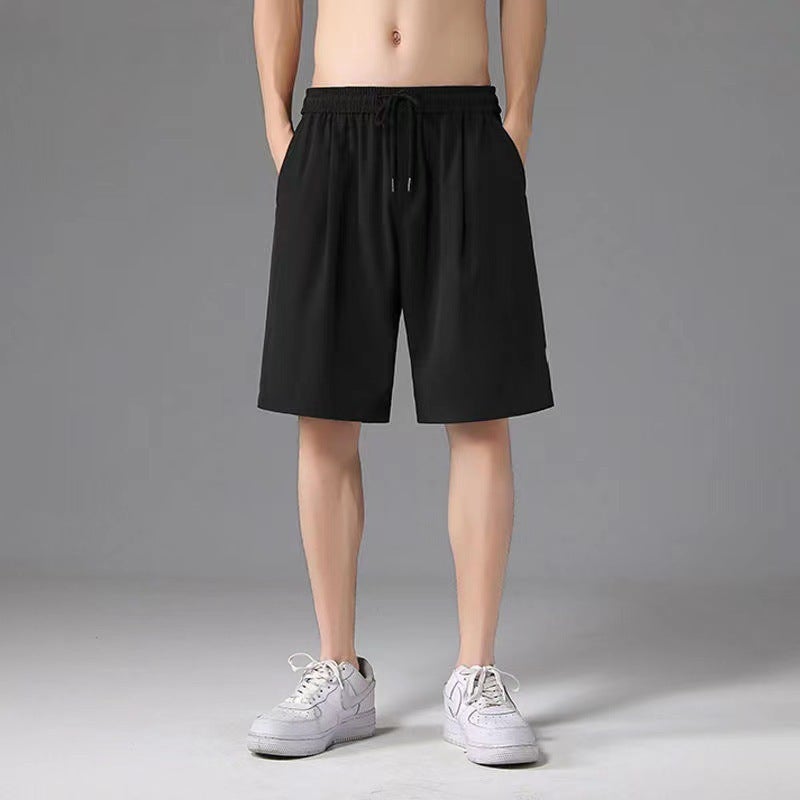 Mens Casual Shorts Ice Silk Mesh Loose Shorts Summer Breathable Quick-drying Air-conditioning Pants Sports Running Shorts for Men Black Mesh  - Image 2