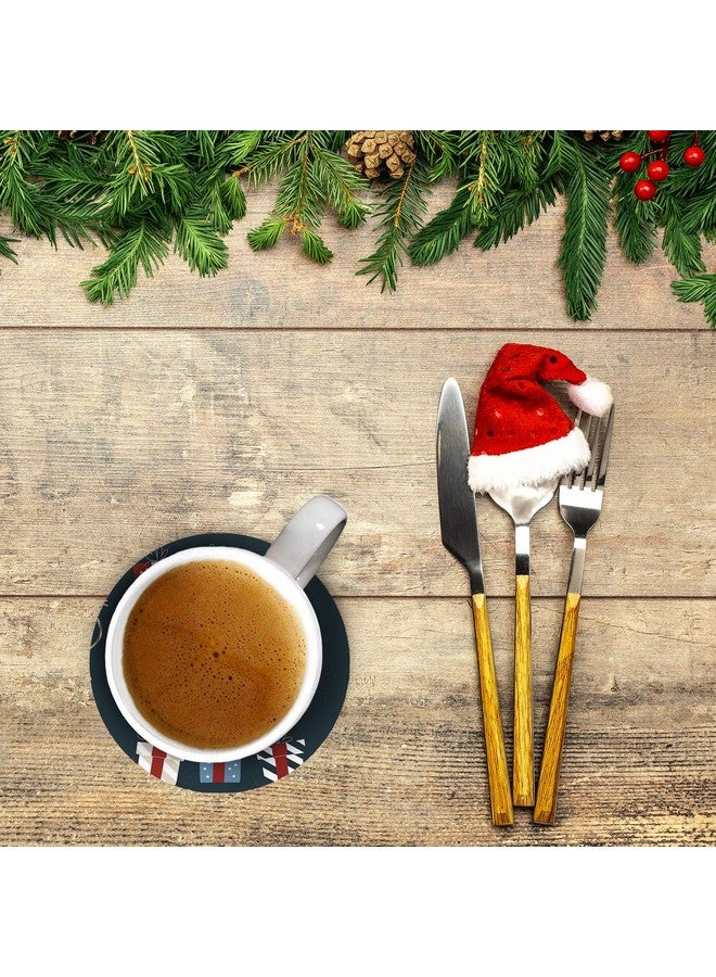 LADECOR Christmas Wooden Tea Coasters for Drinks Merry Christmas Decoration Item Set of 6 Christmas Coaster - Image 3