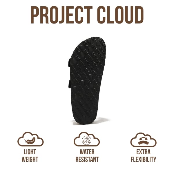 Project Cloud Genuine Leather Flat Sandals Women 2025 Beach Essentials Womens Sandals Memory Foam Vacation Essentials Slides for Women Footwear (Venita, Black, 11) - Image 4