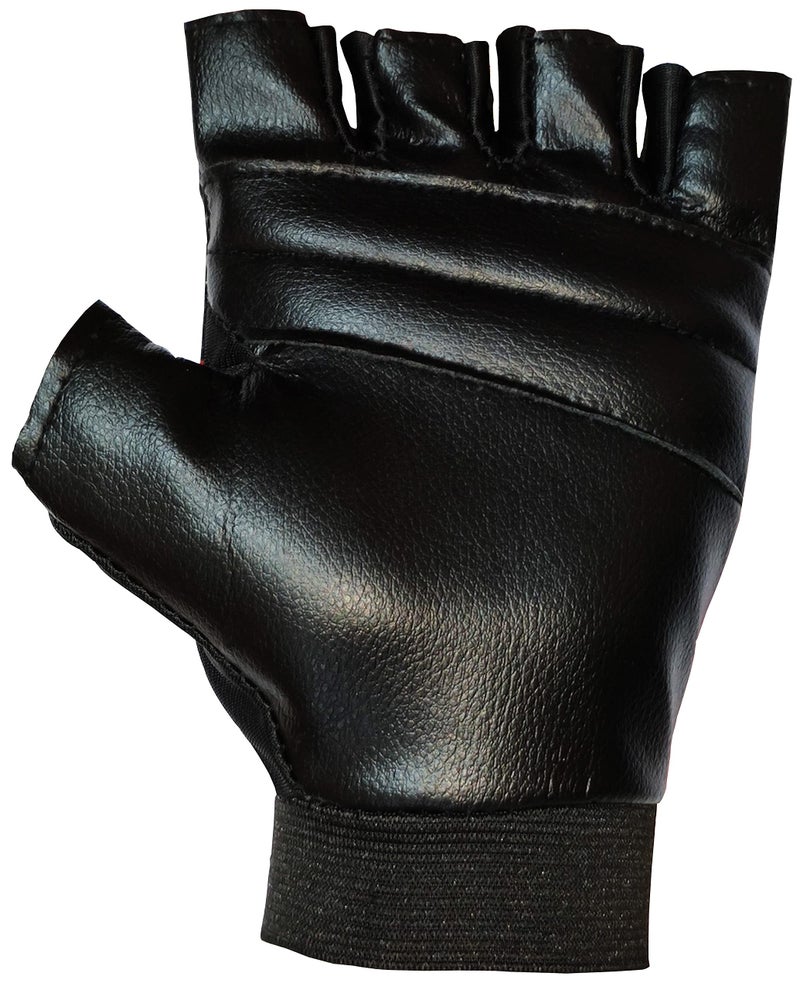 Star X Unisex Gym Gloves Workout & Fitness Training, Anti-Slip Palm Grip, Breathable, Comfortable Fit with Wrist Support, Half-Finger Hand Gloves for Men & Women (Free Size, Faux Leather, Black) - Image 2