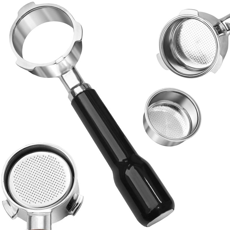 Patravious 51mm Bottomless Portafilter, 3-Ear 304 Stainless Steelï¼ŒBottomless Portafilter for CASABREWS 3700/CM5418, Mr. Coffee and Gevi Espresso Machines (248 precision holes Detachable Handle-Blackï¼‰ - Image 1