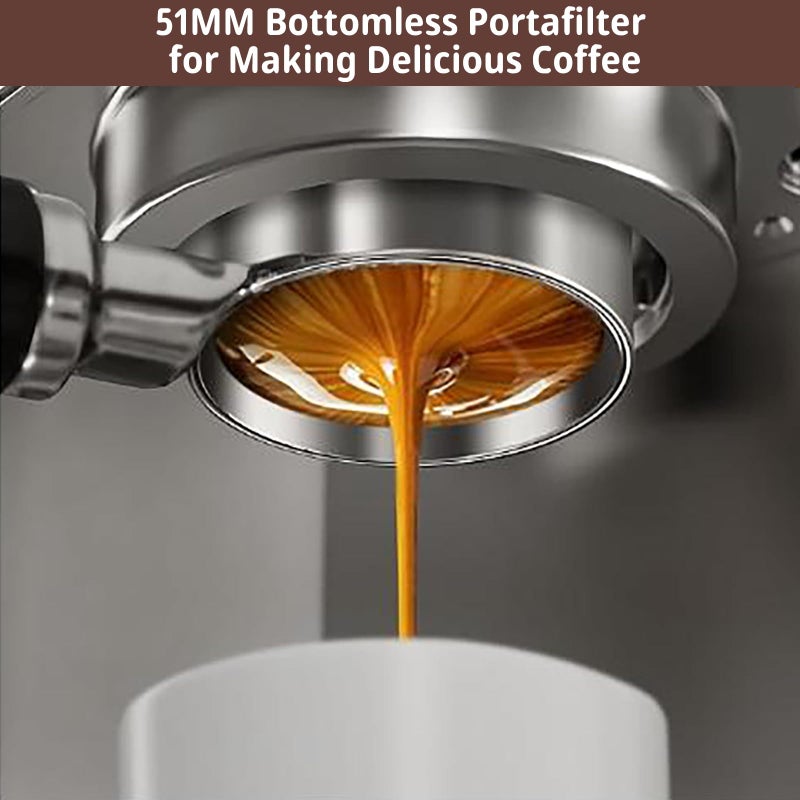 Patravious 51mm Bottomless Portafilter, 3-Ear 304 Stainless Steelï¼ŒBottomless Portafilter for CASABREWS 3700/CM5418, Mr. Coffee and Gevi Espresso Machines (248 precision holes Detachable Handle-Blackï¼‰ - Image 2
