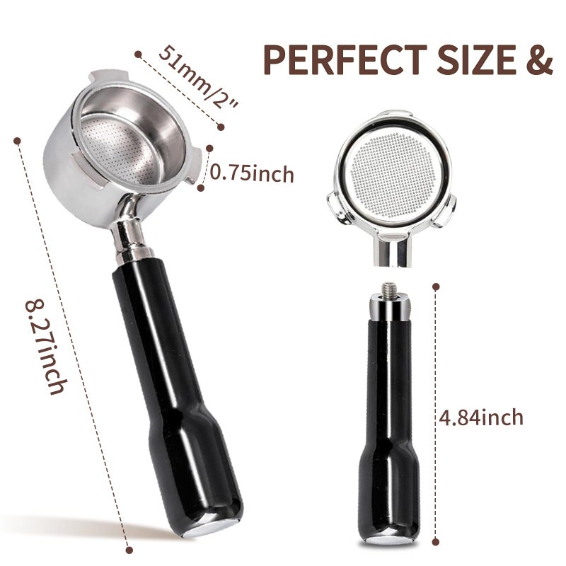 Patravious 51mm Bottomless Portafilter, 3-Ear 304 Stainless Steelï¼ŒBottomless Portafilter for CASABREWS 3700/CM5418, Mr. Coffee and Gevi Espresso Machines (248 precision holes Detachable Handle-Blackï¼‰ - Image 3