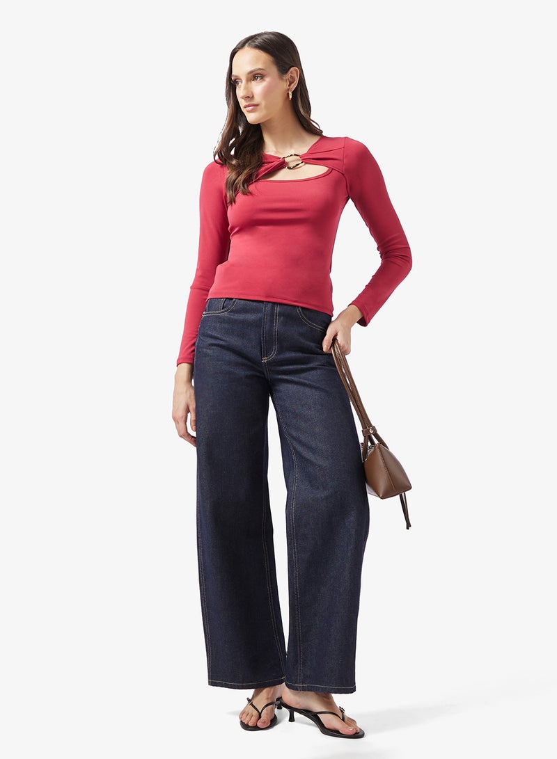 ELLA Fiited Top With Neck Cut Out Detail - Image 4