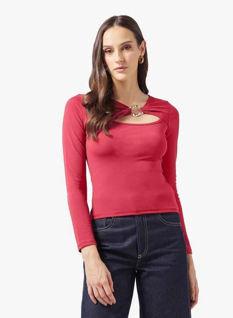 ELLA Fiited Top With Neck Cut Out Detail