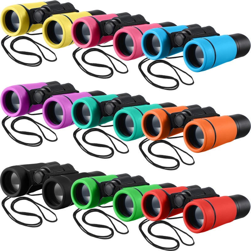 Yunsailing 9 Pack Kid Binoculars Shockproof Mini Compact Binoculars Gifts for 3-12 Years Boys Girls Folding Small Telescope Binoculars for Kids Bird Watching Camping Outdoor Play, 9 Colors - Image 1