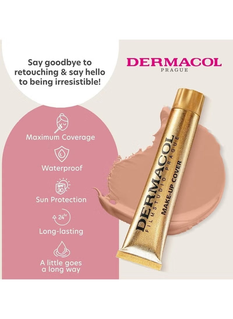 Dermacol Make Up Cover Full Coverage Foundation 30g Shade 215 Long Lasting Waterproof Makeup Cover Cream SPF30 Hypoallergenic & Light Weight Liquid | Tattoo, Acne, Spots, Under eye Skin Cover up - Image 3