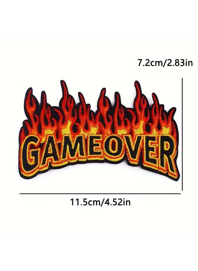 مجموعة رقعة التطريز Game Over مع جمجمة ولهب الموديل P E7936CT للتطبيق بالكي أو الخياطة - Image 4