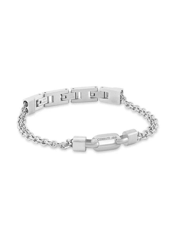 شيروتي 1881 Tommaso Silver Plated Stainless Steel Double Chain Bracelet for Men 180mm