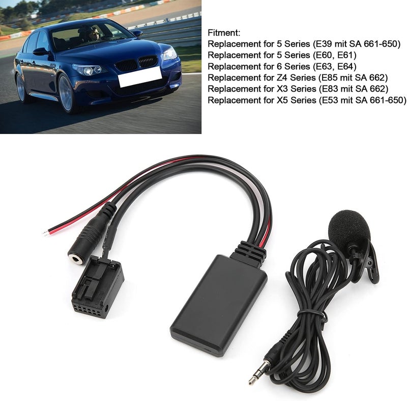 ويوبلز مستقبل بلوتوث للسيارة، محول كابل بلوتوث 5.0 AUX مع ميكروفون بديل لسيارات Z4 E85 X3 E83 E39 E60 E61 E63 E64 - Image 2
