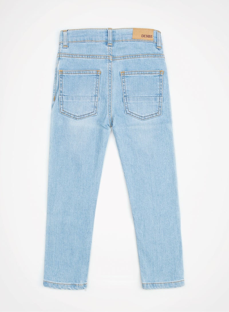 Web Denim Web Denim Cotton Regular fit Washed Comfortable Light Blue Mid Rise Jeans For Boys  - Image 2