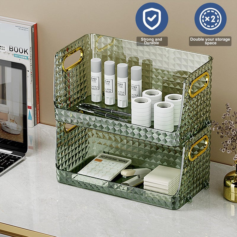 Kuber Industries Kuber Industries Multipurpose Jewellery and Cosmetic Storage Container| Makeup Perfume Organiser | Dressing Table organiser tray | Skincare Storage Box | YM.6585D | Dark Green  - Image 4