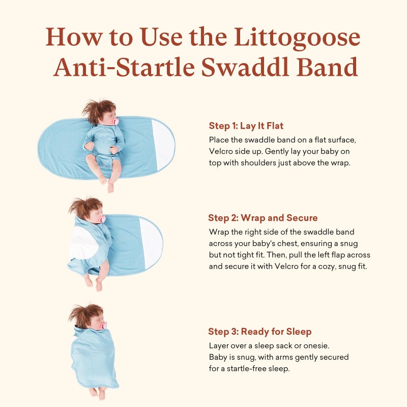 littogoose 3-Pack Newborn Swaddle Wrap, Adjustable Velcro Swaddles Strap for Infants, Baby Arm Swaddle Band - Image 3