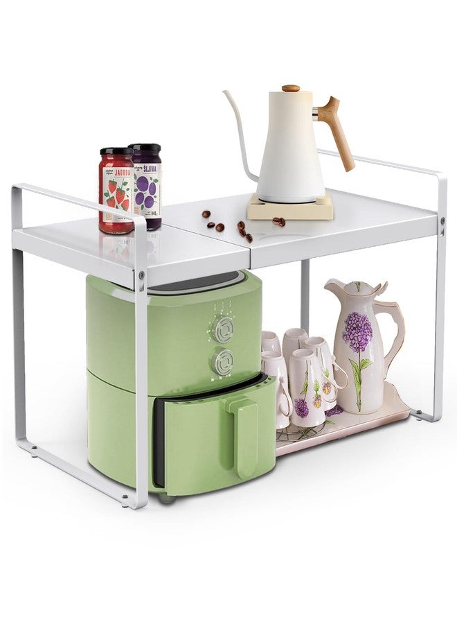 Yuleimy Expandable Cabinet Shelf Organizer Riser (14"-26"), Heavy Duty 11" Deep Metal Countertop Storage Rack for Kitchen Pantry & Cupboard, Holds 55 LBS with Nonslip Legs, White - Image 1