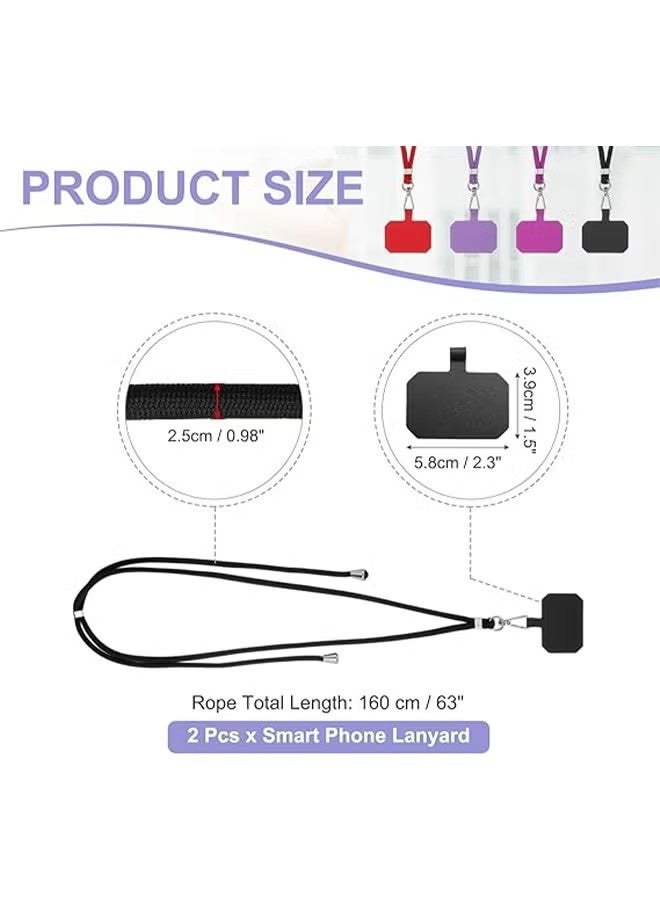 2 pcs Phone Lanyard, Universal Crossbody Cell Phone Lanyards, Multifunctional Nylon Patch Adjustable Shoulder Neck Strap Compatible with Most Smartphones(Black+Grey) - Image 2