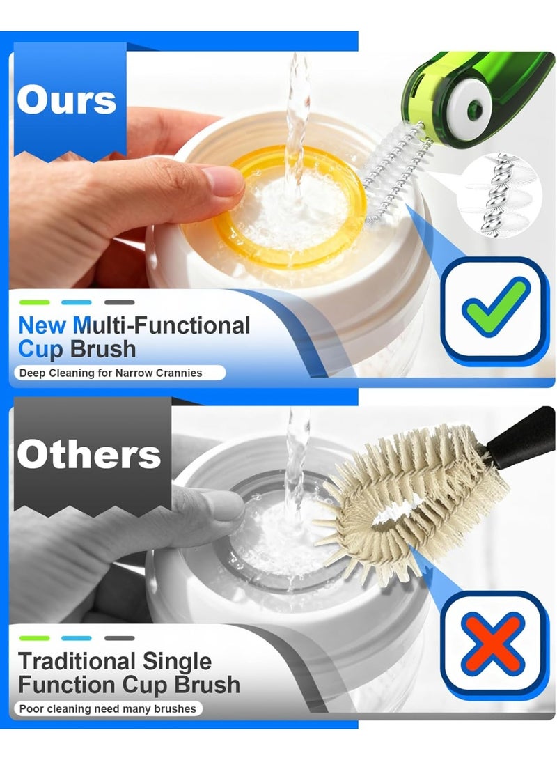 3 in 1 Cup Lid Cleaning Brush 3 PCS - Home Kitchen Multifunctional Cleaning Brush Set, Gap Cleaner Brushs and Portable Travel Bottle Lid Cleaner Tools (Multicolor) - Image 5
