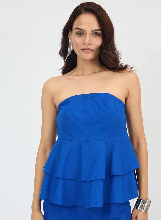 Femmella Royal Blue Sleeveless Layered Top