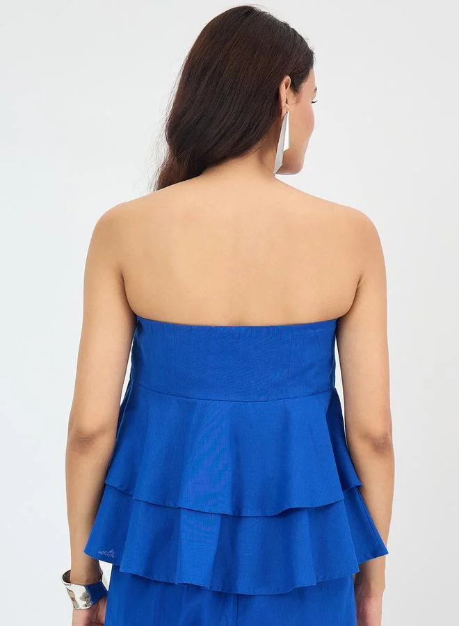 Femmella Royal Blue Sleeveless Layered Top