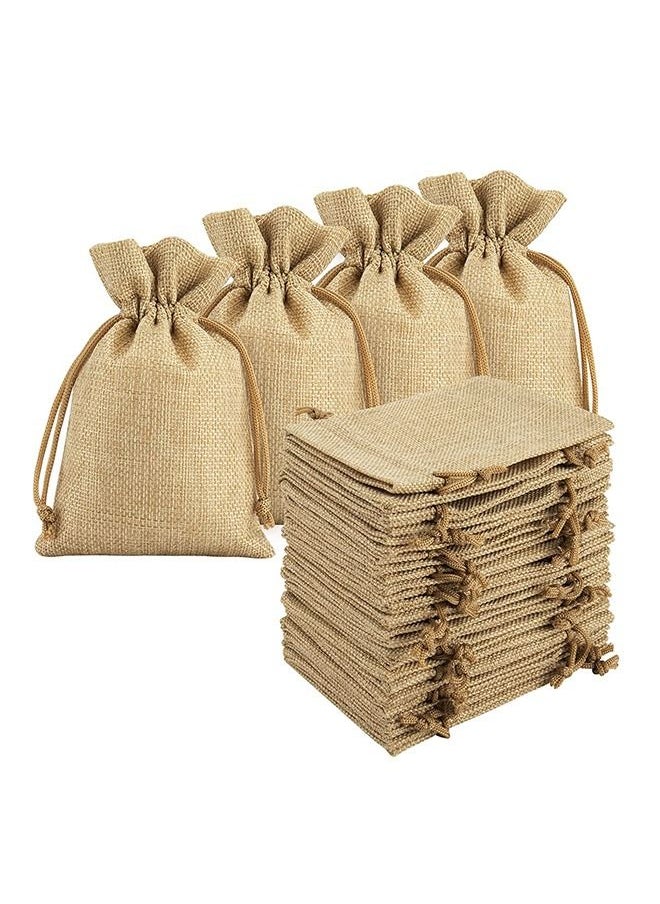 Generic 20 Pcs Drawstring Burlap Gift Storage Bags, Breathable Durable Double Layer Thickening Linen Storage Pouches, DIY Jewelry Candy Spice Craft Sachet Bulk Bags (Brown)  - Image 1