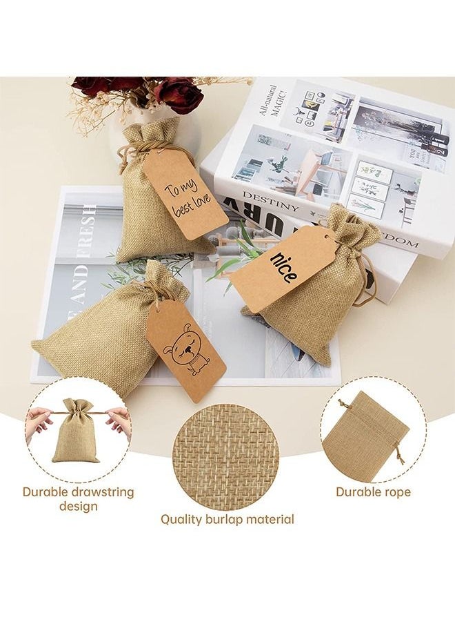 Generic 20 Pcs Drawstring Burlap Gift Storage Bags, Breathable Durable Double Layer Thickening Linen Storage Pouches, DIY Jewelry Candy Spice Craft Sachet Bulk Bags (Brown)  - Image 3