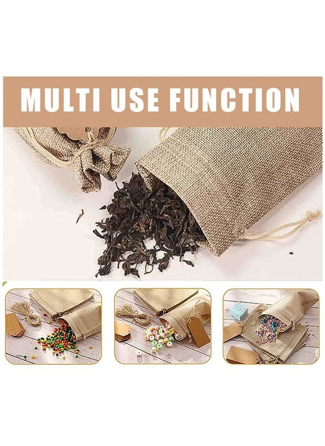 Generic 20 Pcs Drawstring Burlap Gift Storage Bags, Breathable Durable Double Layer Thickening Linen Storage Pouches, DIY Jewelry Candy Spice Craft Sachet Bulk Bags (Brown)  - Image 4
