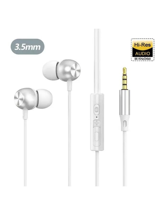 White Wired Headphones With Microphone 3 5mm Jack And Type C For Samsung Galaxy - Image 1
