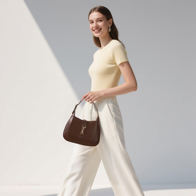 Keyli Shoulder Bag for Women Vegan Leather Shoulder Handbags Small Cute Hobo Purses trendy Top Handle Crossbody Bag with Adjustable Strap chocolate - Image 2