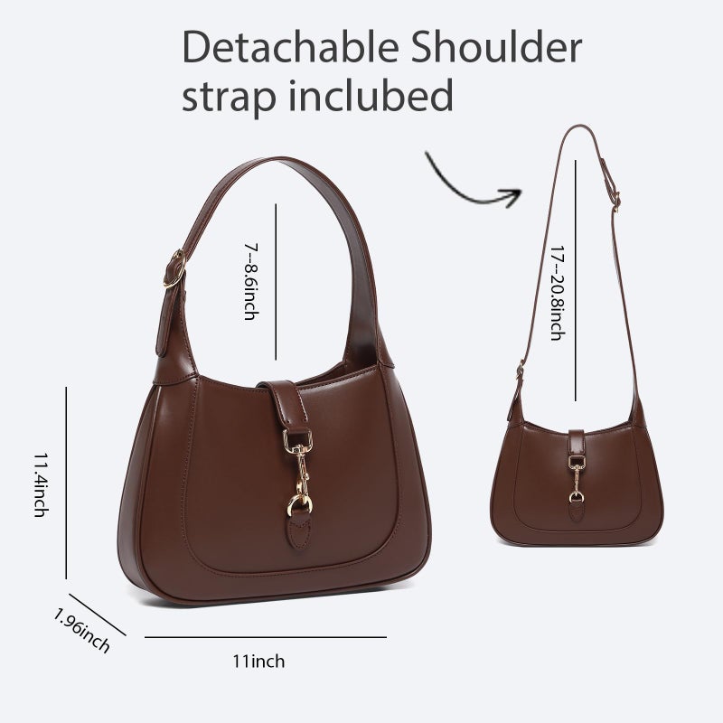 Keyli Shoulder Bag for Women Vegan Leather Shoulder Handbags Small Cute Hobo Purses trendy Top Handle Crossbody Bag with Adjustable Strap chocolate - Image 4