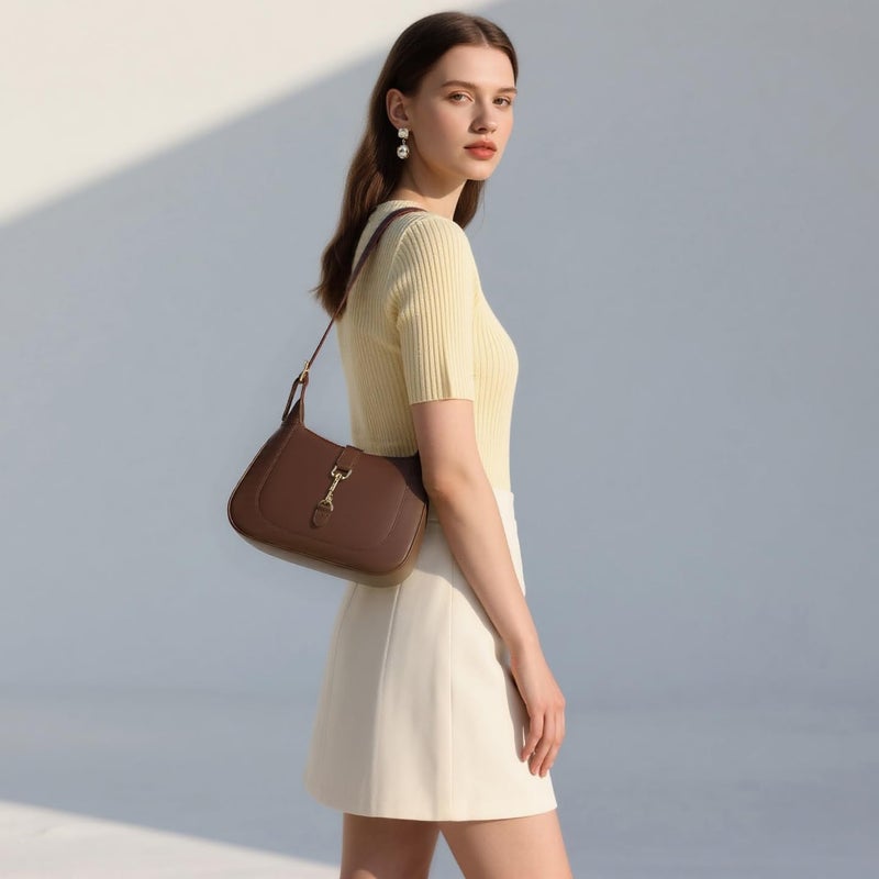 Keyli Shoulder Bag for Women Vegan Leather Shoulder Handbags Small Cute Hobo Purses trendy Top Handle Crossbody Bag with Adjustable Strap chocolate - Image 3