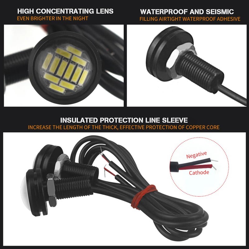 DriSentri Eagle Eye LED Lights, 10Pcs 23mm Eagle Eye High Power 4014 12SMD 12V Car Fog DRL Bulb Reverse Backup Parking Signal, White - Image 4