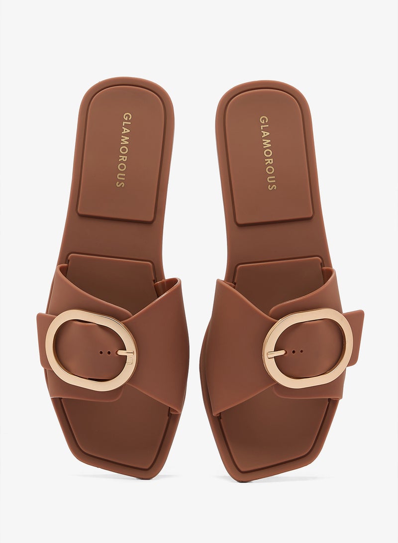 GLAMOROUS Elly Buckle Low Heel Sandals - Image 4