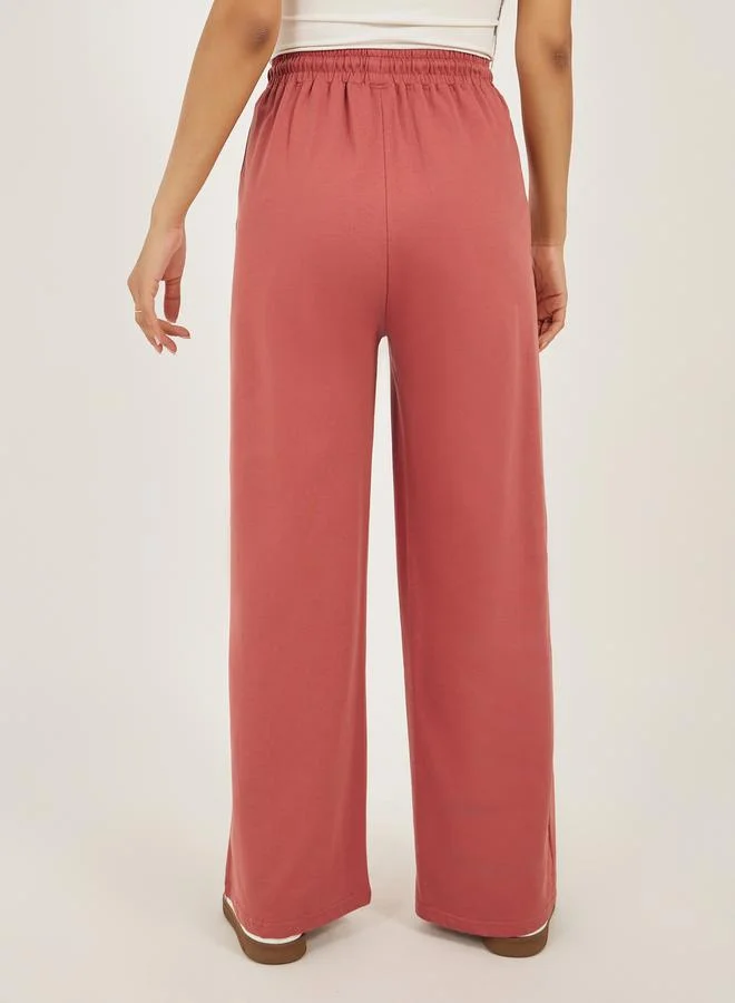 Styli Diagonal Panelled Wide Leg Joggers