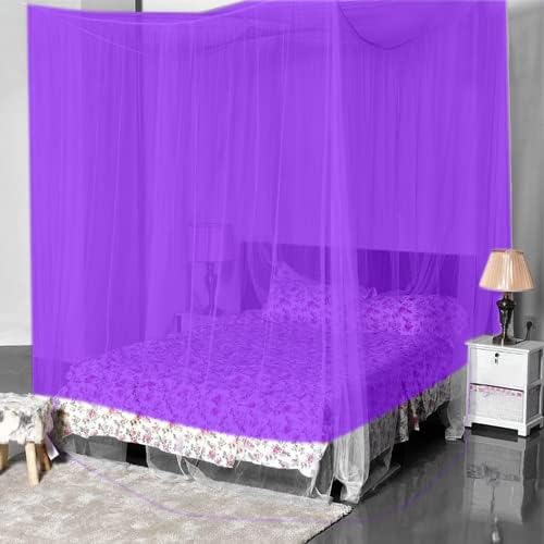 Gesto Mosquito Net | Machhardani - Polycotton Mosquito Net for Bed King Size | Double Bed - Durable Rectangular Mosquito Nets - 256 Mesh Bed Net for Insects & Bugs Protection - Mosquito Net for Home(10 x 6.5 Feet, Purple) - Image 2