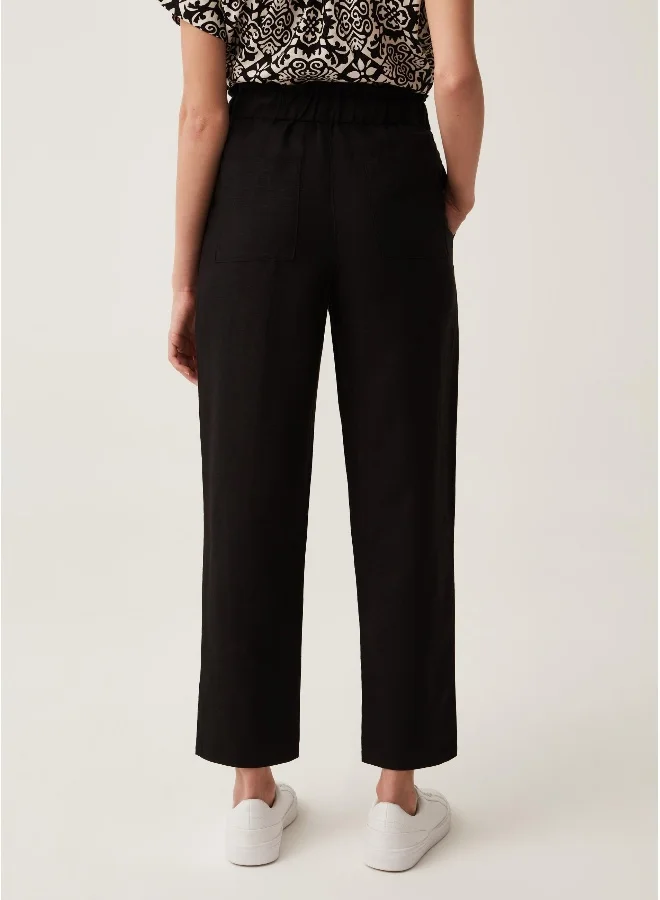 Ovs Ovs Paper Bag Trousers In Linen And Viscose