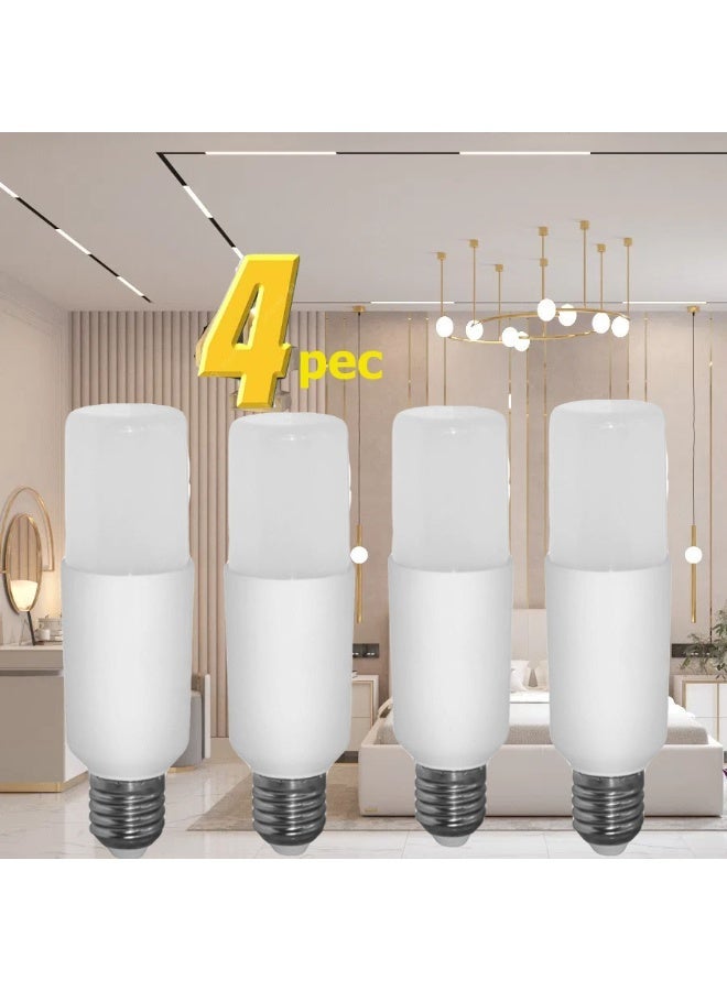 مصابيح LED أسطواني أبيض دافئ عدد 4 حبات بمقبس E27، ضوء اصفر دافئ، 12 وات