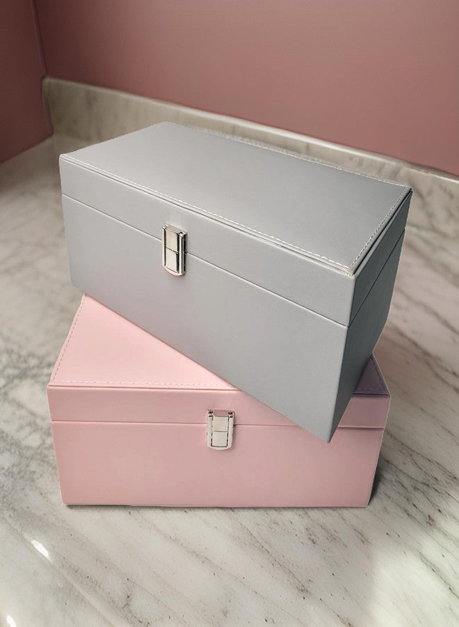 FONSIE Faux Leather Organizer Box pink, Jewellery box Organisers for women, jewelry Storage For Necklace, Earrings, Rings, Bracelet, Portable Storage Box Case With Dividers small - Image 5