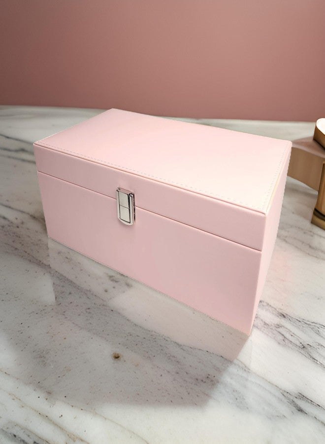 FONSIE Faux Leather Organizer Box pink, Jewellery box Organisers for women, jewelry Storage For Necklace, Earrings, Rings, Bracelet, Portable Storage Box Case With Dividers small - Image 4