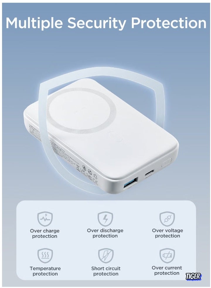 TIGER JR-W020 10000mAh 20W Magnetic Wireless Charging Power Bank – Fast Wireless Charger for iPhone, Samsung, Android Devices, Compact Portable Power Bank with Magnetic Attachment - Image 2