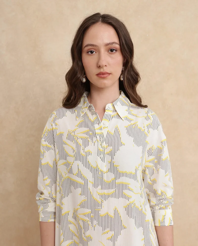 Rareism Women's Printed Full Sleeve Shirt Dress