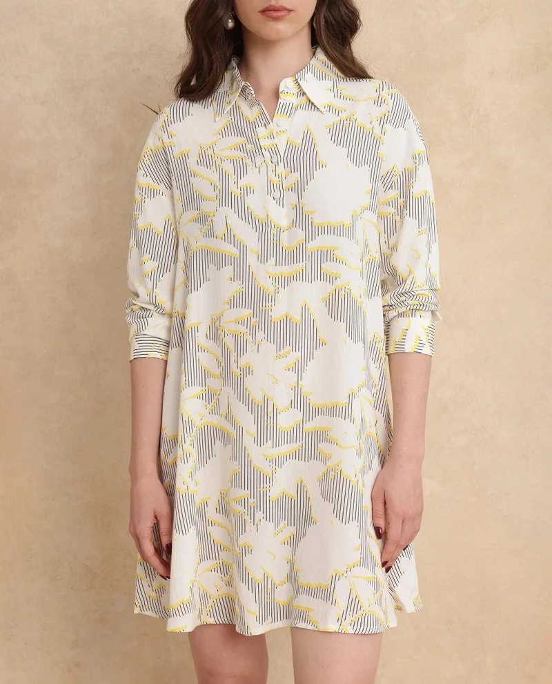 Rareism Women's Printed Full Sleeve Shirt Dress